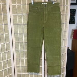 Madewell Classic Straight Corduroy Jeans Olive Green Size 27 NWT